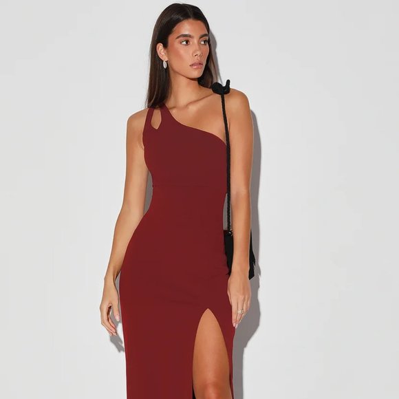 LULUS Simply Beautiful One Shoulder Column Gown - Picture 3 of 10